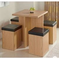 Juego de Comedor con 4 Bancos Moderno Kamille Marrón R&R MUEBLES