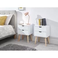 PACK X 2 Veladores Vintage Melania 2 Cajones Blanco R&R MUEBLES