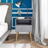 Velador Vintage Amanda Gris 1 Cajón R&R MUEBLES
