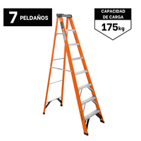Escalera tipo Tijera 7 Peldaños Soporta 175Kg Fibra de Vidrio Truper 100227