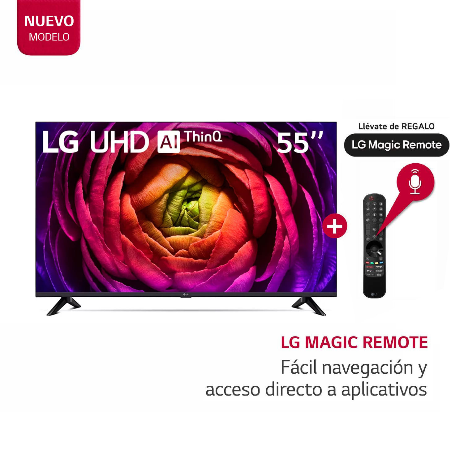 Televisor LG 55"" LED Smart TV UHD 4K con ThinQ AI 55UR7300PSA + Magic Remote