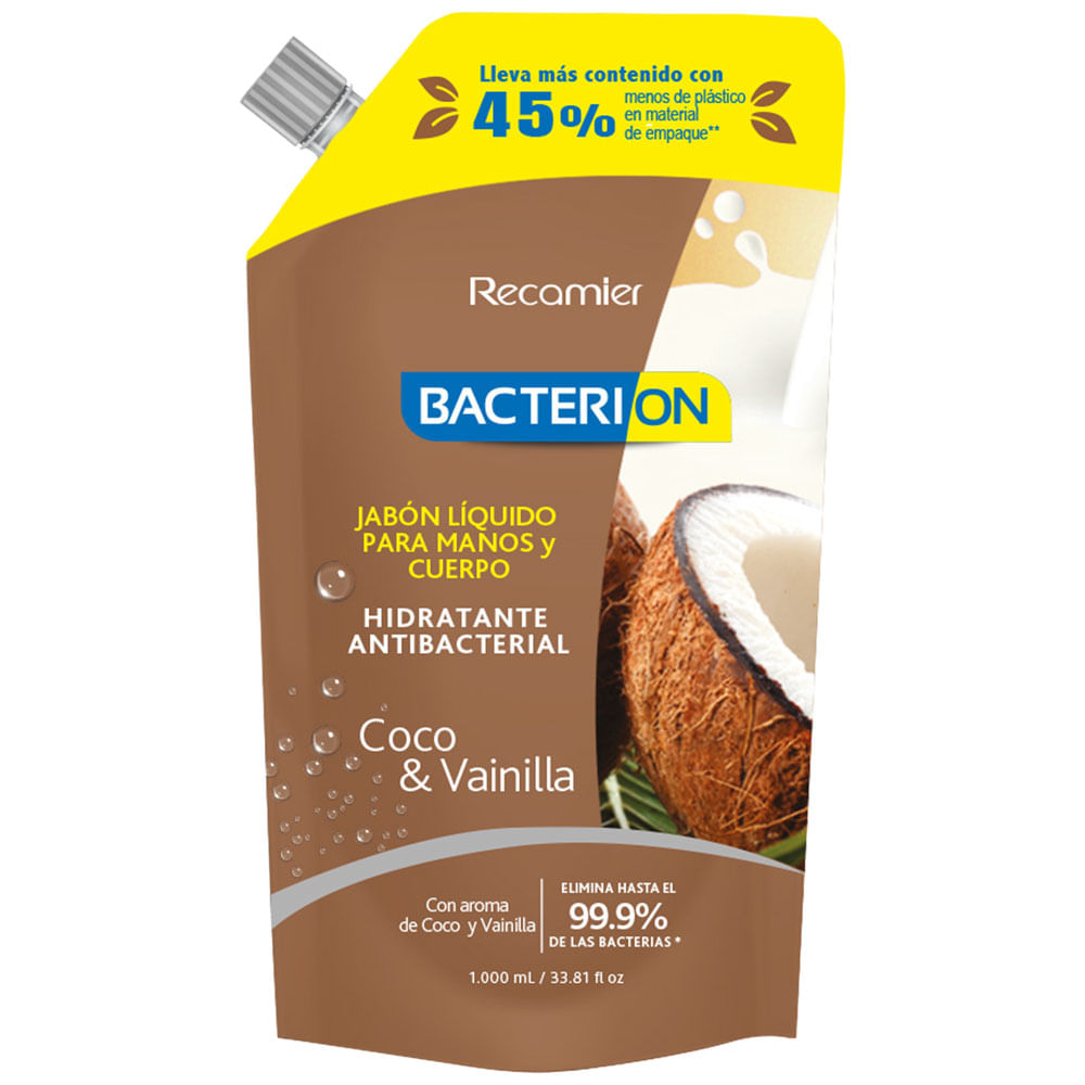 Jabón Líquido Antibacterial BACTERION Coco y Vaini