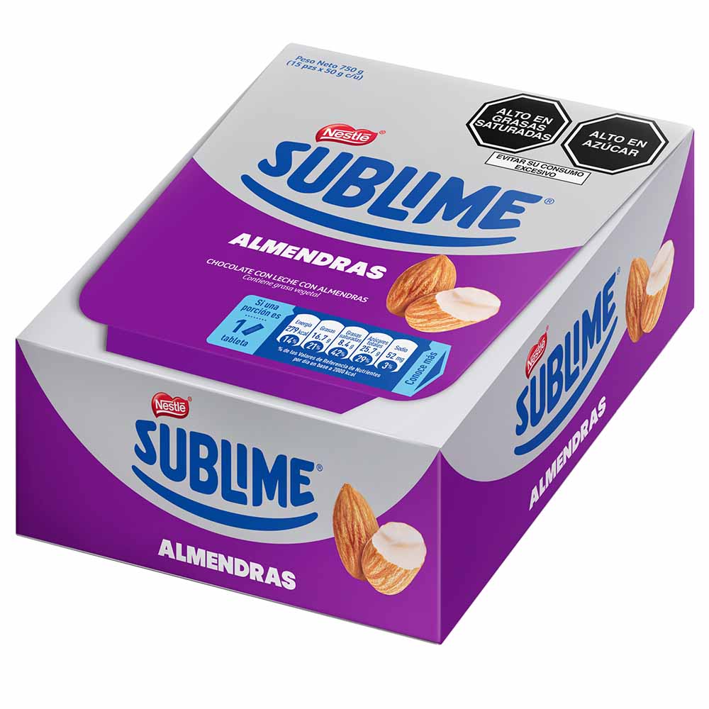 Chocolate NESTLÉ Sublime Almendras Caja 15un