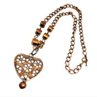 Collar con Dije de Cobre, Acrílicos y Cadena Color Cobre Marialu Creaciones