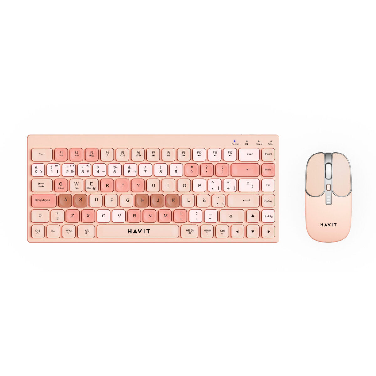 KIT TECLADO Y MOUSE INALAMBRICO HAVIT KB831WB ROSA