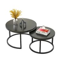 Mesas de centro estilo nido circular industrial negro