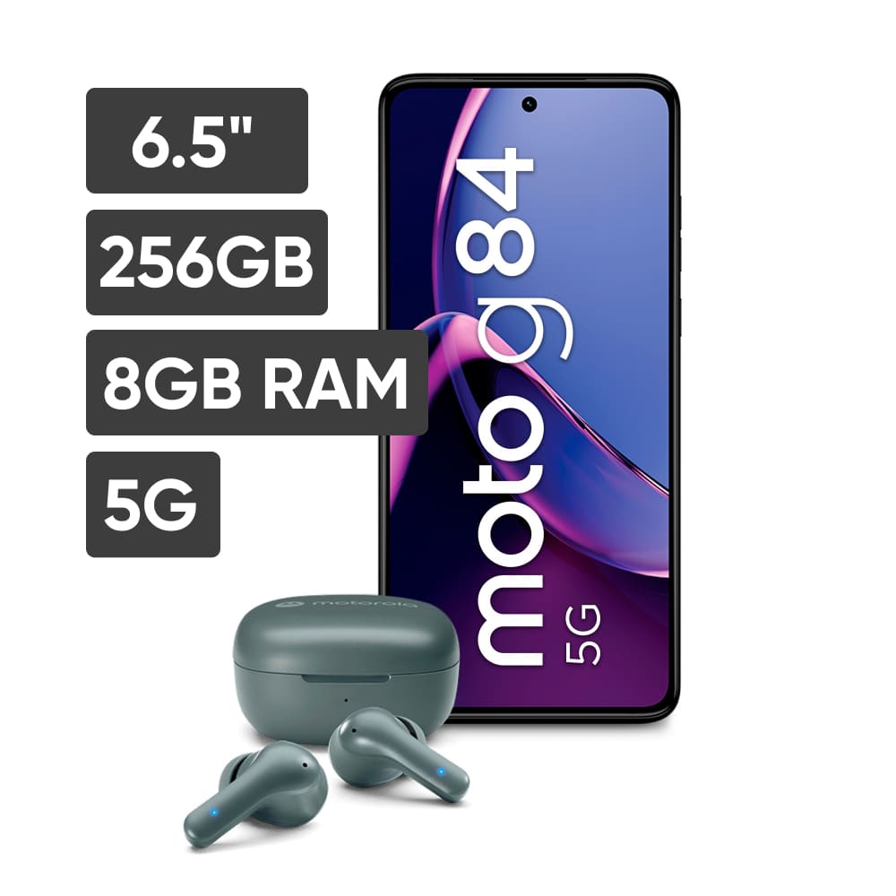 Smartphone MOTOROLA G84 6.5"" 8GB 256GB 50MP+8MP Negro + Audífonos Moto Buds 135