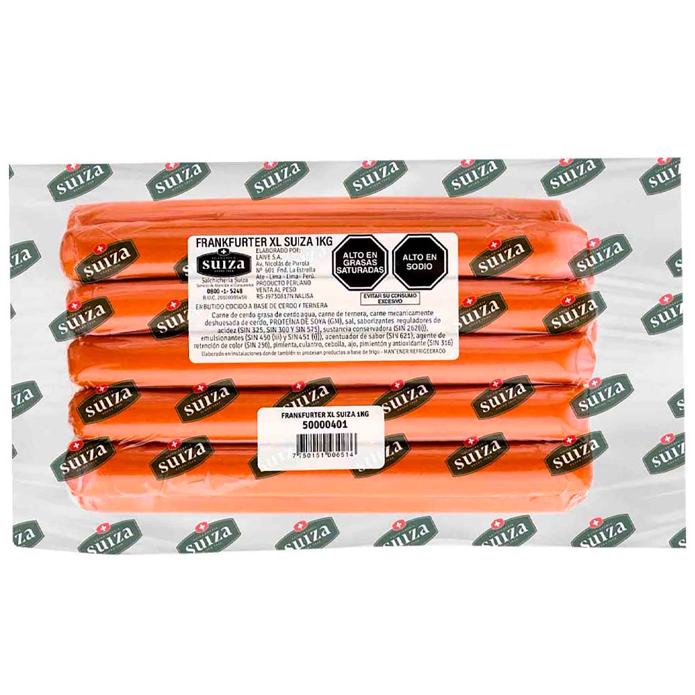 Frankfurter XL SALCHICHERÍA SUIZA Paquete 1kg