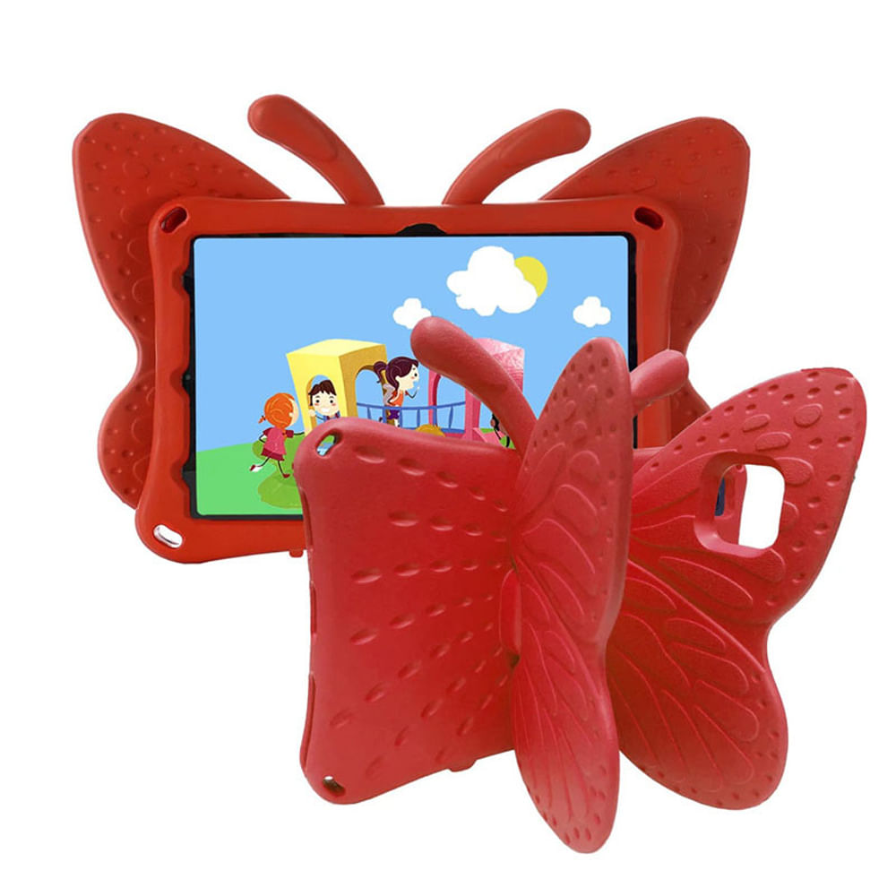 Funda para Samsung Tab A 10.1"" de Goma Mariposa Roja Antishock Resistente a Caidas y Golpes