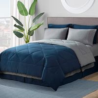 Cubrecama De Verano Queen Interiotex 144 Hilos  Cocos Azul Marino Con Plomo Plata