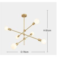 Lámpara de techo Monaco dorado 6 sockets