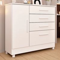 Cómoda Clásica Chicago 4 cajones 1 puerta TU MESITA color Blanco