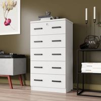 Cómoda con Llave George 5 Cajones Blanco R&R MUEBLES