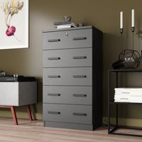 Cómoda con Llave George 5 Cajones Negro R&R MUEBLES