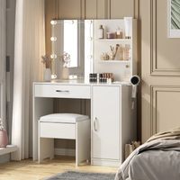 Tocador con Banqueta Moderno Stevan Blanco R&R MUEBLES
