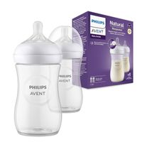 Biberon Avent Natural SCY903/02 Color Transparente De 260ml Con Tetina Número 2 De Flujo Lento
