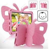 Funda Tab 4 7"" de Goma Mariposa Rosada Antishock Resistente a Caidas y Golpes