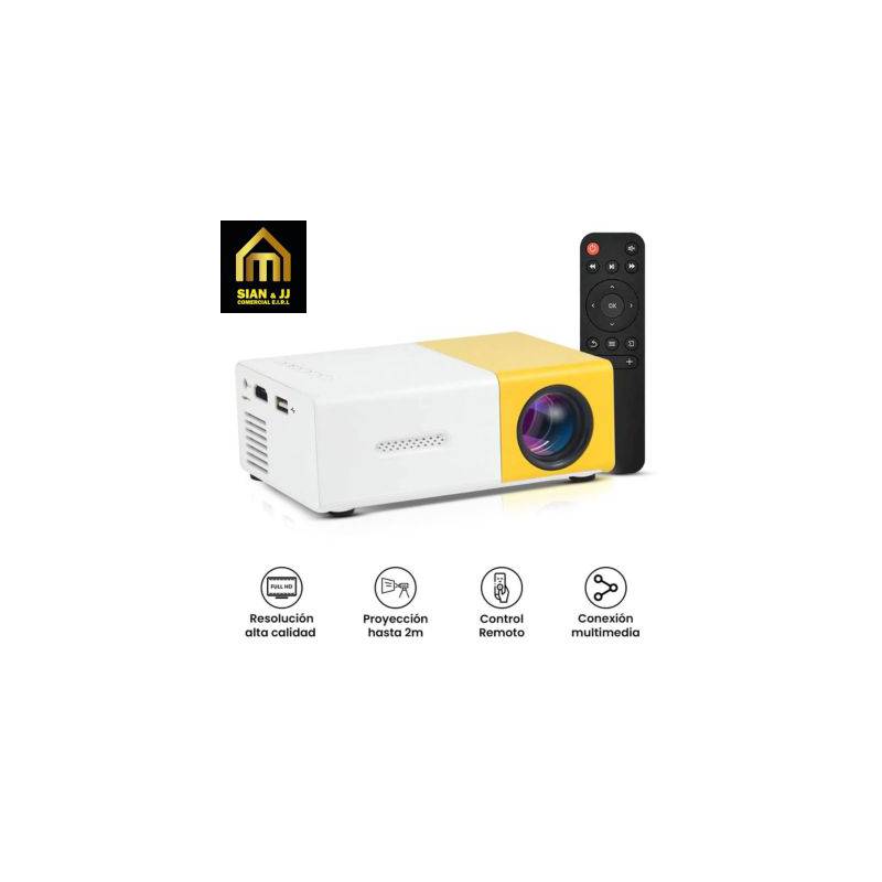 Mini Proyector Portatil Led P50 Color Blanco Amarillo VGA HDMI USB AV SD