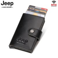 Billetera Y Tarjetero Jeep - Kavis de Cuero Vacuno BP984 Negro Con Botón Eyector De Tarjetas