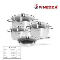 JUEGO DE OLLAS ACERO INOXIDABLE 8 Pzas FINEZZA