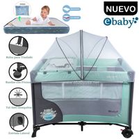 Cuna Corral Ebaby Con Cambiador Happy Dream Verde y Colchón