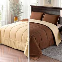 Cubrecama De Verano Plaza Y Media Interiotex 144 Hilos Cuadros  Beige Con Chocolate