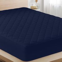Protector De Colchon Con Liga King Interiotex 144 Hilos Cocos Azul Marino