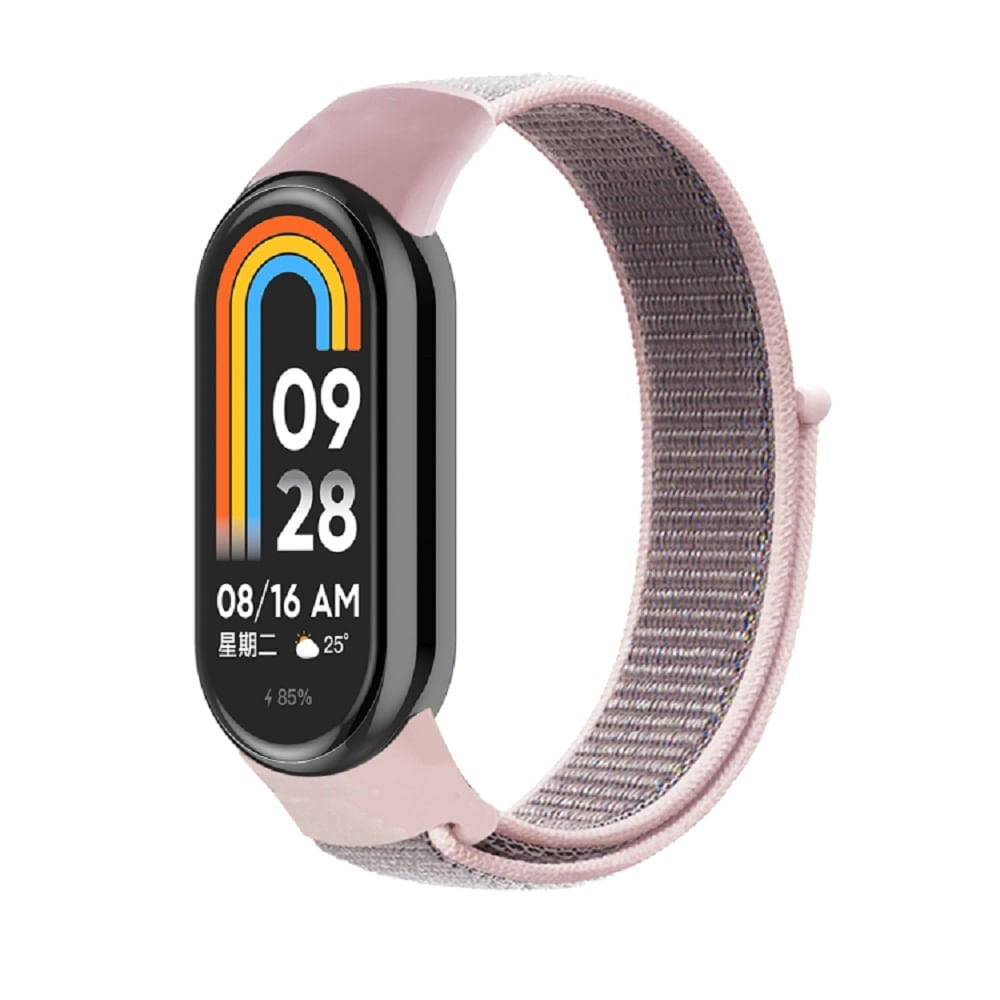 Correa nylon para Xiaomi miBand 8 rosado con gris