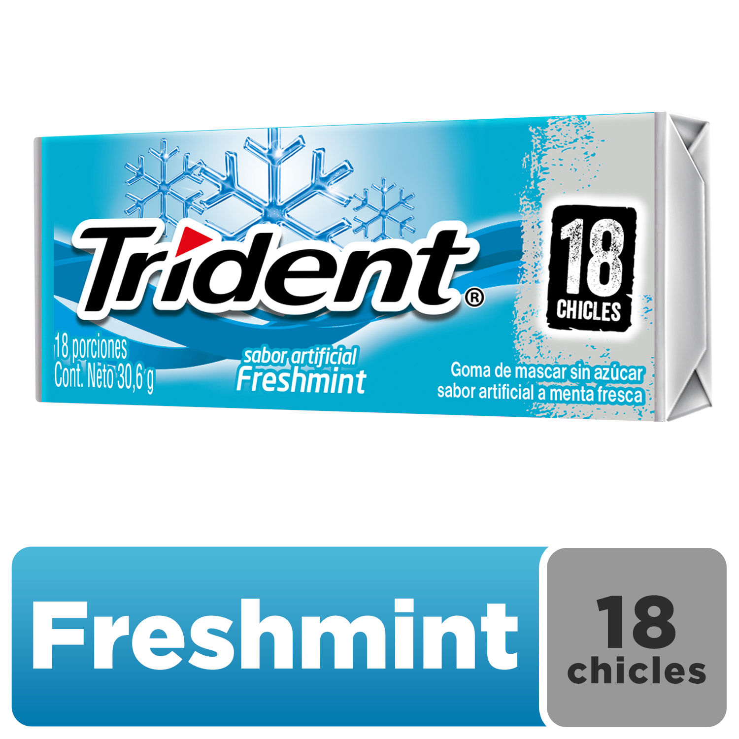 Chicle TRIDENT Sin Azúcar sabor Menta Fresca Envase 18un