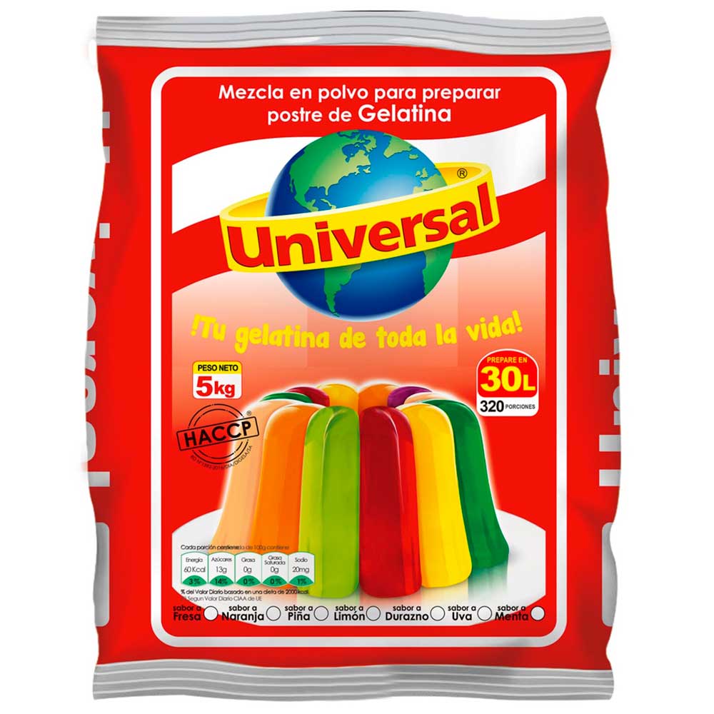 Gelatina Sabor a Naranja UNIVERSAL Bolsa 5Kg