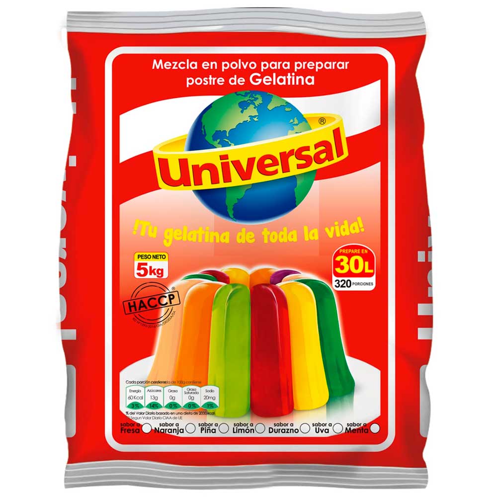 Gelatina Sabor a Fresa UNIVERSAL Bolsa 5Kg