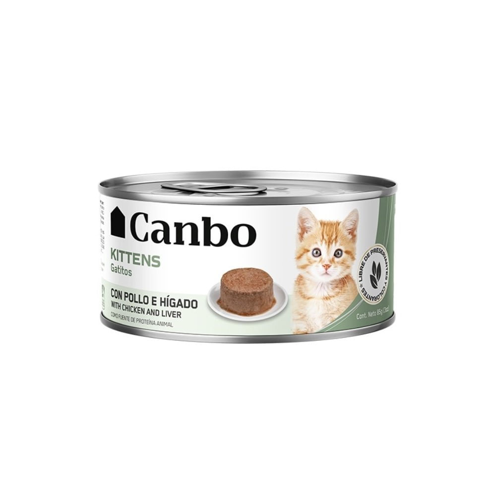 Alimentos húmedos para gatos Canbo Kitten Paté Lata Pollo e Hígado 85 gr
