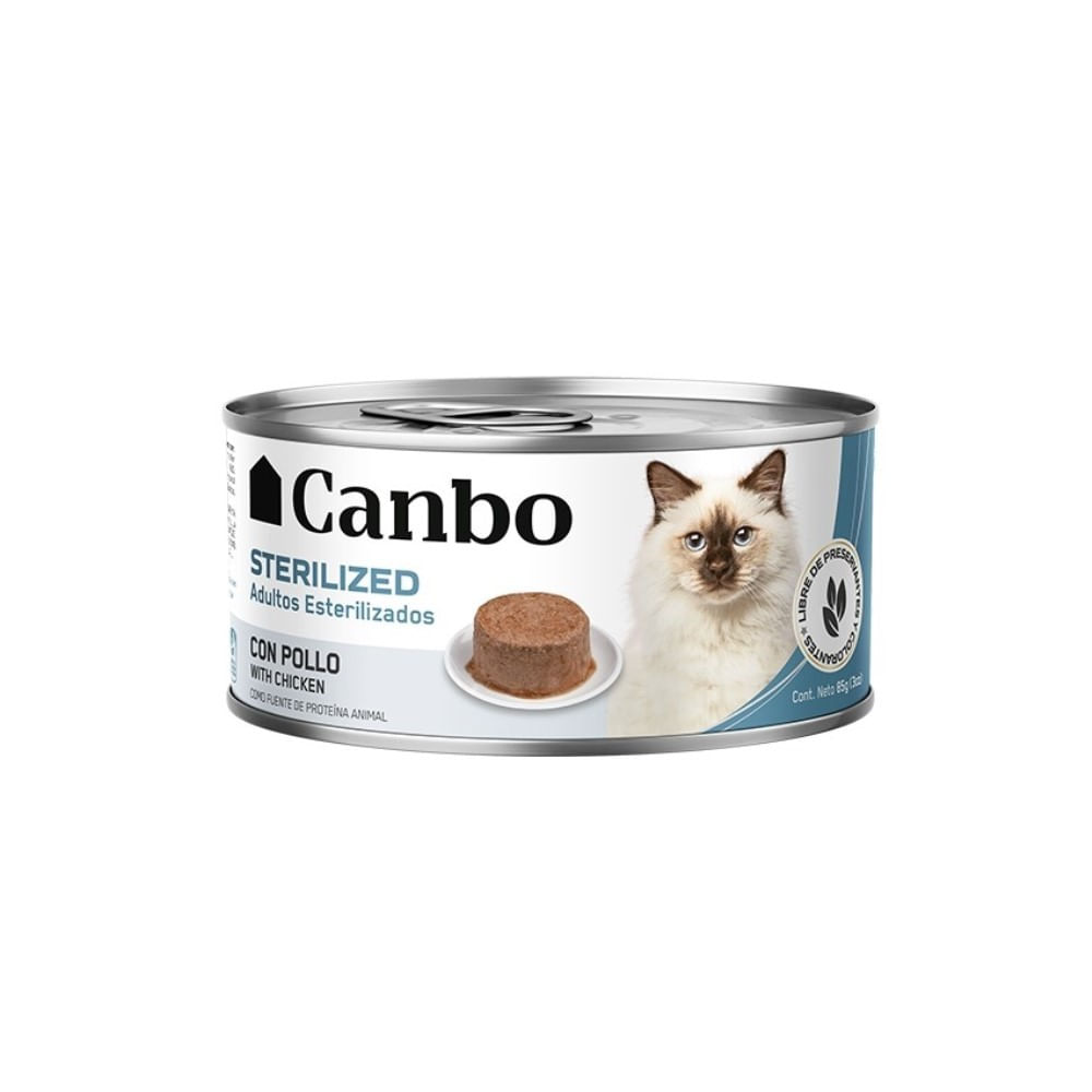 Alimentos húmedos para gatos Canbo Paté Lata Adultos Esterilizados con Pollo 85 gr