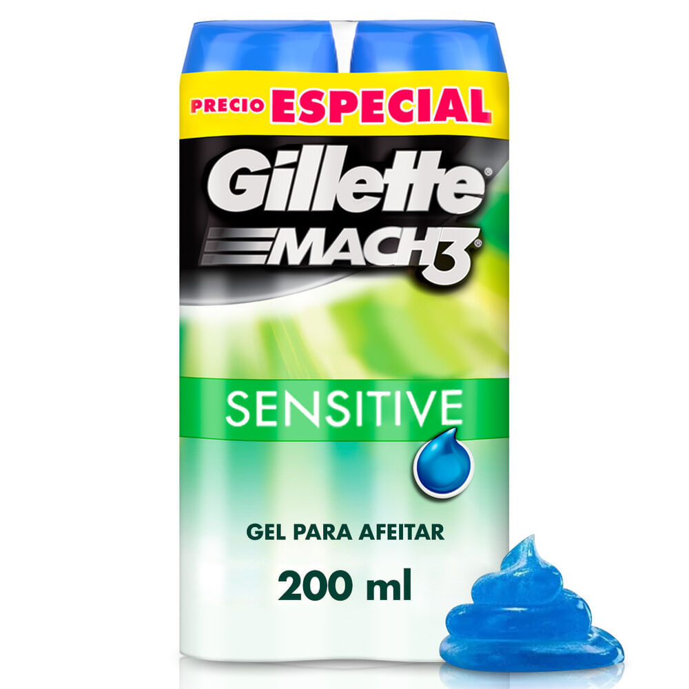 Gel de Afeitar GILLETTE Mach3 Senstive Frasco 198g Paquete 2un