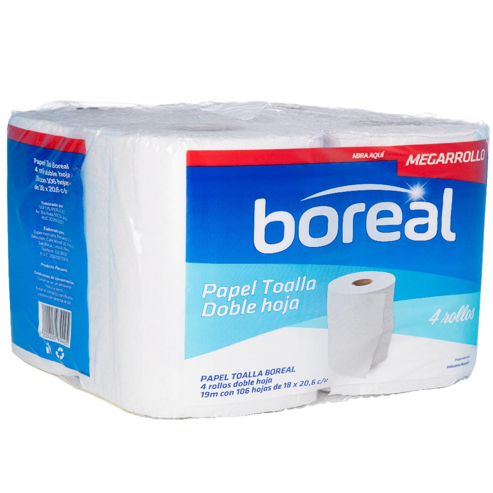 Papel Toalla BOREAL Megarollo Paquete 4un