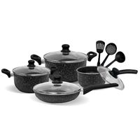 Set de Ollas Ultragranito Antiadherente de 11 Piezas Finezza FZ-X1705M Negro