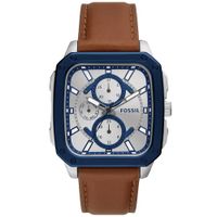 Reloj Fossil Inscription BQ2658 Multifuncional Correa de Cuero Marrón Dial Plateado
