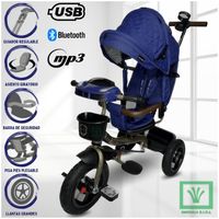 Triciclo Guiador 3 en 1 Fort Premium USB Azul