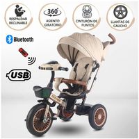 Triciclo Guiador 3 En 1 Voyage Golden II New Collection USB Beige
