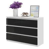 Comoda 6 cajones Edna Negro & Blanco Muebles Bonno