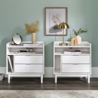 PACK X 2 Veladores Moderno Zamora Blanco R&R MUEBLES
