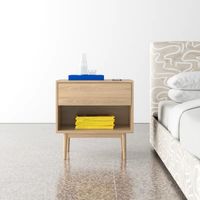 Velador Mesa de Noche Merly Marrón Claro R&R MUEBLES
