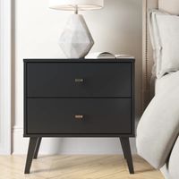 Velador Moderno Abraham Negro 2 Cajones R&R MUEBLES