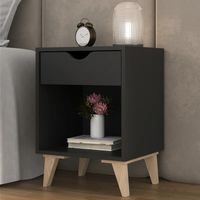 Velador Vintage Girona Negro 1 Cajón R&R MUEBLES