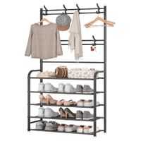 Zapatera Organizador con Perchero 5 Niveles Negro