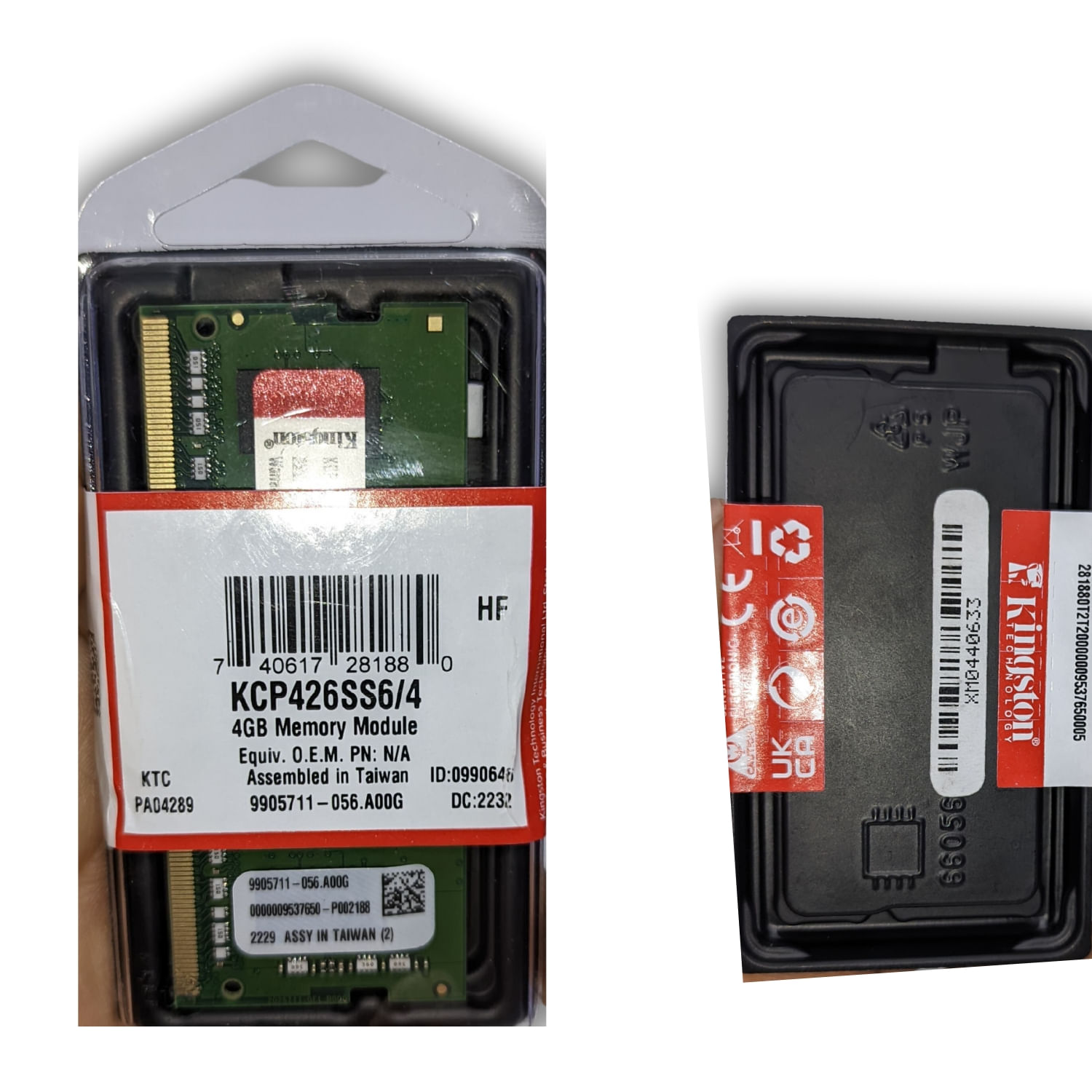 Memoria SODIMM 4GB Kingston KCP426SS6/4 DDR4 2666MHz CL19
