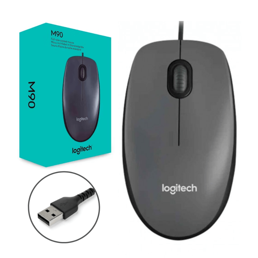 Mouse Logitech M90 Dark Midnight Dpi 1000 Usb Gris Y Negro