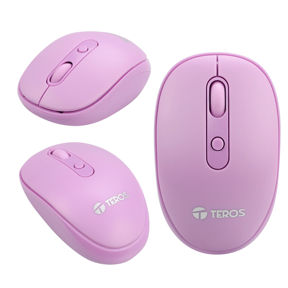 Mouse Optico Inalámbrico Teros Te5075 Purpura 1600 Dpi.