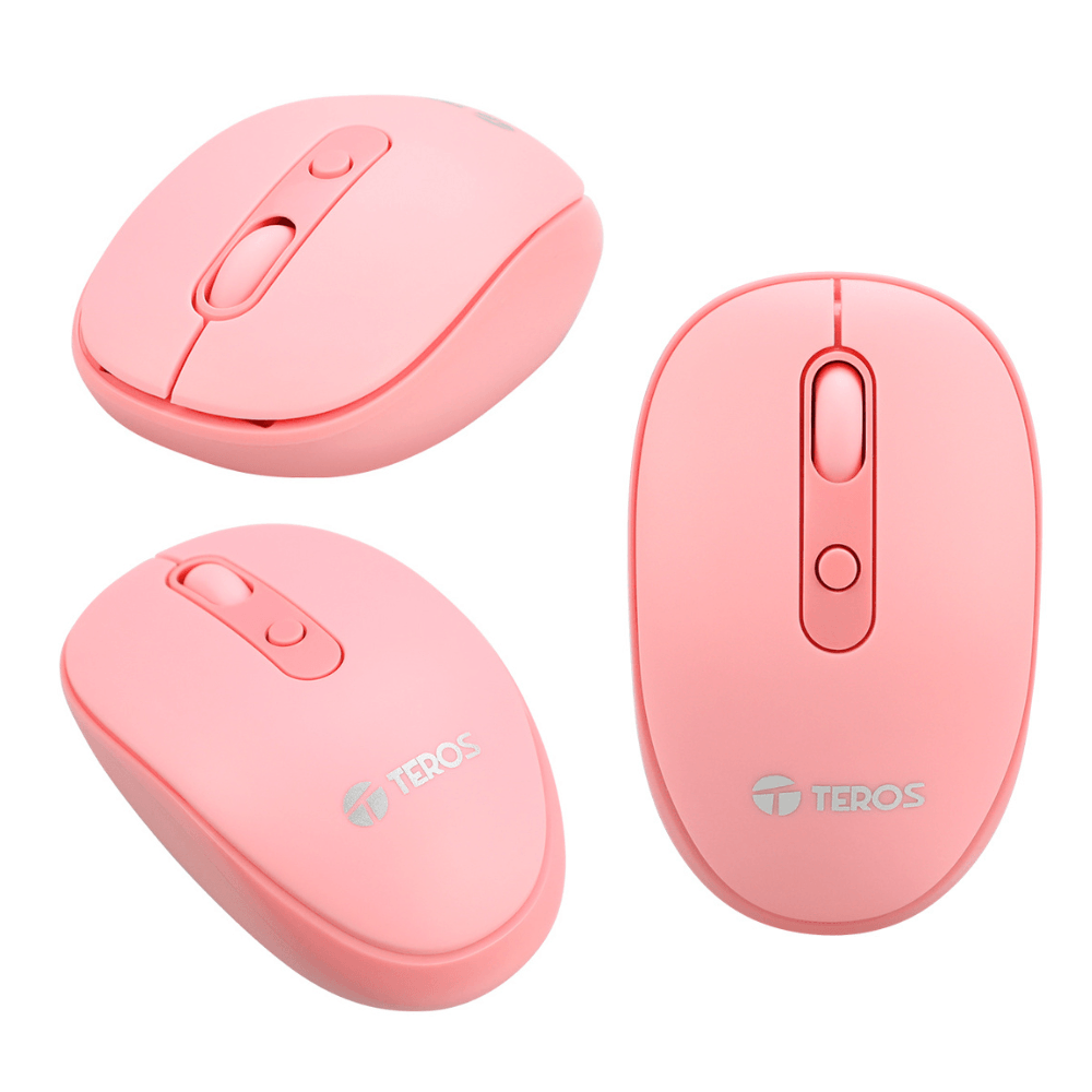 Mouse Optico Inalambrico Teros Te5075 Rosa 1600 Dpi.