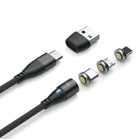 Cable Cargador Magnético 60w Greenport 6 En 1 / 2 Metros - 360 - Negro